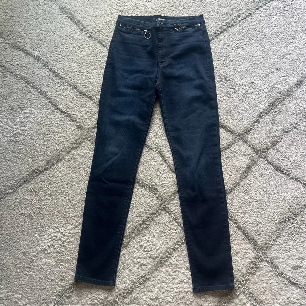 Hudson jeans Kooper jeans high rise super skinny o rings  dark wash 27